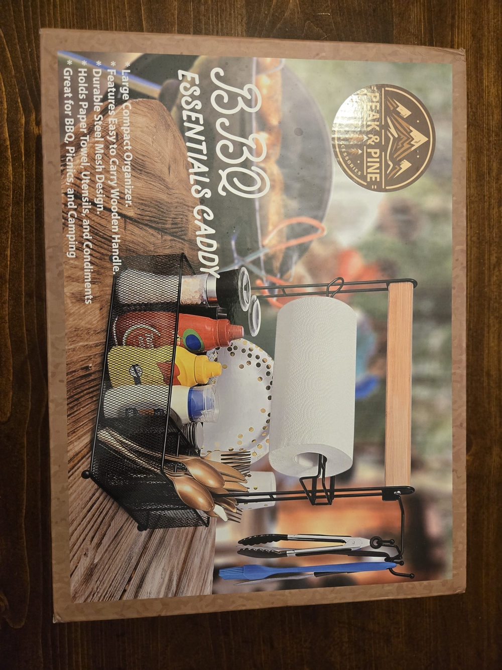BBQ Essentials Caddy in Black and Wood